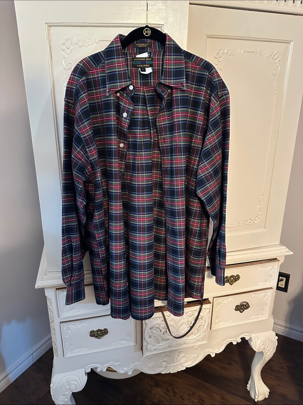 Alexander Julian Men's Plaid Button-Down Shirt in Navy, Red & Green